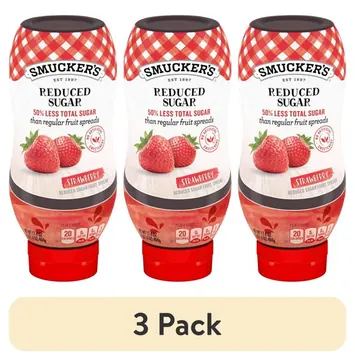 (3 pack) Smucker's Squeezable Reduced Sugar Strawberry Fruit Spread, 17.4 oz