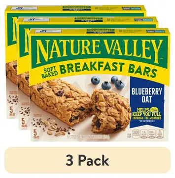 (3 pack) Nature Valley Soft Baked Breakfast Bars, Blueberry Oat, Morning Snacks, 5 Bars, 8.85 oz