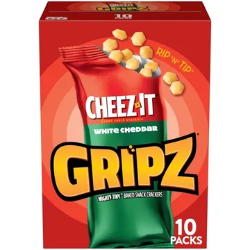 Cheez-It Gripz White Cheddar Baked Snack Crackers, Mini Crackers, 10 Count