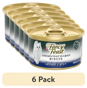 (6 pack) Purina Fancy Feast Senior Classic Pate Wet Cat Food, Minced Chicken in Gravy, 3 oz Cans