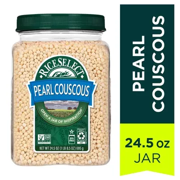 RiceSelect Premium Pearl Couscous, Toasted Israeli-Style Pasta, Non-GMO, 24.5 oz Jar