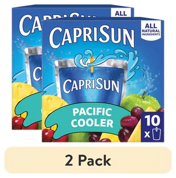 (2 pack) Capri Sun Flavored with Other Natural Flavor Juice Drink Blend, 10 Pouches, for School Lunches and On-the-Go Hydration, Pacific Cooler, All Natural Ingredients, 6 fl oz