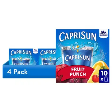 (4 pack) Capri Sun Fruit Punch Flavored with other natural flavor Juice Drink Blend, 10 ct Box, 6 fl oz Pouches