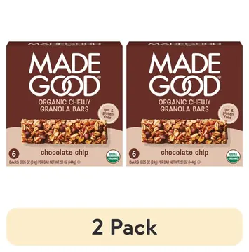 (2 pack) MadeGood Chocolate Chip Granola Bars, 6 Count of Snack Bars, 0.85 oz Each