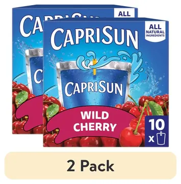 (2 pack) Capri Sun Flavored with Other Natural Flavor Juice Drink Blend, 10 Pouches, for School Lunches and On-the-Go Hydration, Wild Cherry, All Natural Ingredients, 6 fl oz