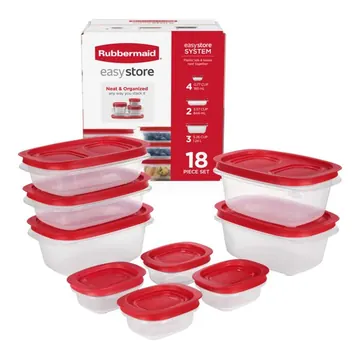 Rubbermaid EasyStore Medium Rectangle Containers, 18-Piece Set, Food Storage Containers, Food Storage Containers with Lids