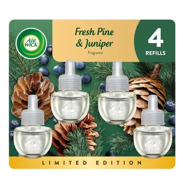Air Wick Plug-In Fall Scented Oil Warmer Air Freshener Refills, Fresh Pine & Juniper, 4 Count
