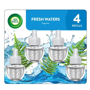 Air Wick Plug-in Scented Oil Warmer Air Freshener Refills, Fresh Waters, 4 Count
