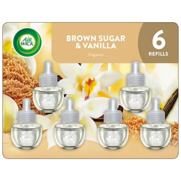 Air Wick Plug-in Scented Oil Warmer Air Freshener Refills, Brown Sugar & Vanilla, 4 Count