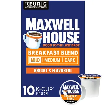 Maxwell House Breakfast Blend Mild Roast K-Cup® Coffee Pods, 10 Count Box
