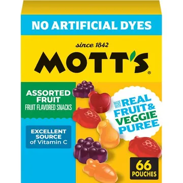 Mott's Gluten Free Assorted Fruit Flavored Snacks, Made with Real Fruit Puree (66 Pack)