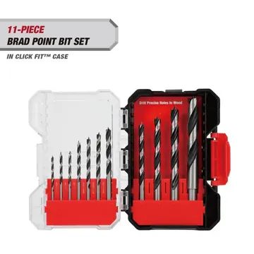 Hyper Tough 11-Piece Brad Point Bit Set with Click Fit Case
