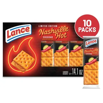 Lance Nashville Hot Cheddar Sandwich Crackers, 10 Count 1.41 oz