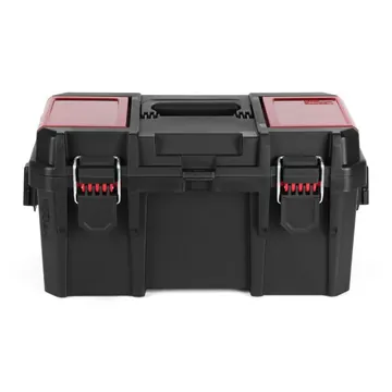 Hyper Tough 16 in Heavy-Duty Resin Toolbox with Small Parts Organizer and Reinforced Padlock Tabs