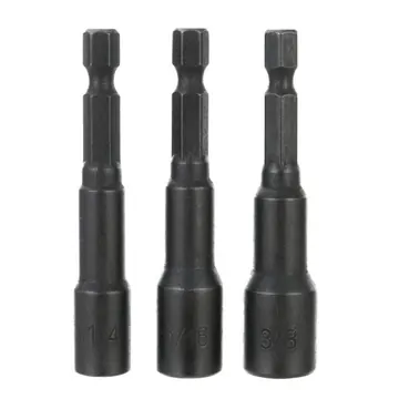 Hyper Tough 3-Pack Magnetic Impact-Rated Nut Drivers, Hex Shank