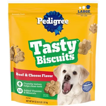 Pedigree Tasty Biscuits Large Dog Treats, Beef & Cheese Flavor, 64-oz Bags (2 Pack)