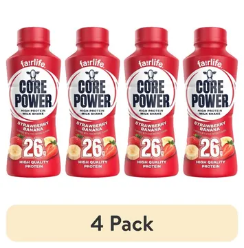 (4 pack) Core Power Protein Shake, Strawberry Banana, 26g Bottle, 14 fl oz