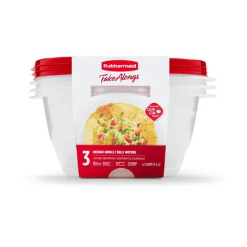 Rubbermaid TakeAlongs 6.2-cup Round Food Storage Containers, Ruby Red, 3 pack