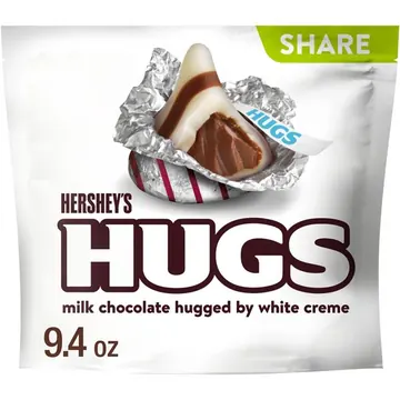Hershey's Hugs Milk Chocolate Candy Hugged by White Creme, Share Pack