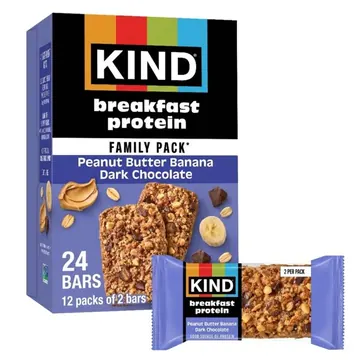 KIND Breakfast Protein Bars, Peanut Butter Banana Dark Chocolate, Gluten Free, 12 Packs