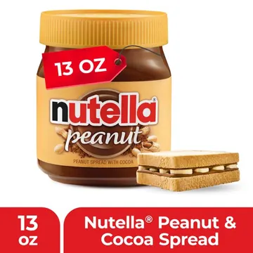 Nutella Peanut Spread With Cocoa, Smooth and Creamy, for Afternoon Snacking, Family Gifts, Unique Snacks, 13 oz