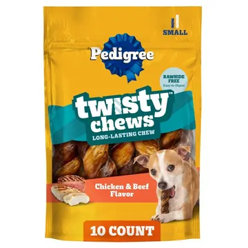 Pedigree Twisty Chews Long-Lasting Dog Treats Small, Chicken & Beef Flavor, 9.17 oz. Pouch