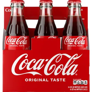 Coca-Cola Cane Sugar Soda Pop Glass Bottles, 8 fl oz, 6 Pack, Cane Sugar