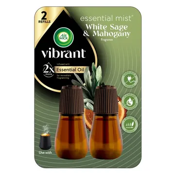 Air Wick Essential Mist Vibrant Scented Oil Cordless Diffuser Refills, White Sage & Mahogany, 2 Count
