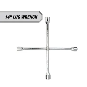 Hyper Tough 14-inch 4-Way Carbon Steel Lug Wrench
