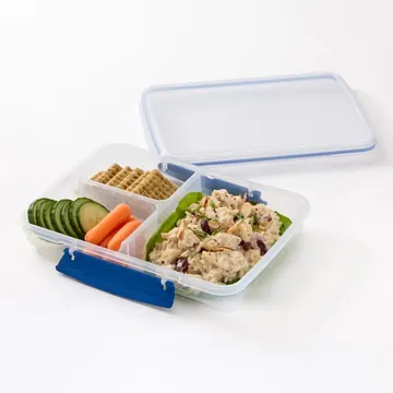 Rubbermaid Pack & Go 3.43cups/ 0.87quarts Large Divided Snack Container, Meal Prep Container, Four-Compartment Design