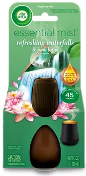 Air Wick Essential Mist Scented Oil Cordless Diffuser Refill, Refreshing Waterfalls & Pink Lotus, 1 Count