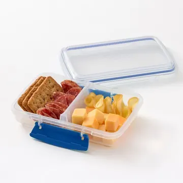 Rubbermaid Pack & Go 1.46cups/ 0.37quarts Small Divided Snack Container, Meal Prep Container, with Two-Compartment Design