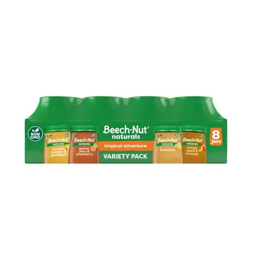Beech-Nut Naturals Stage 2 Tropical Adventure Baby Food Variety Pack, 4 oz Jars, 8 Pack
