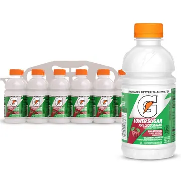Gatorade Lower Sugar, No Artificials Glacier Cherry Flavored Electrolyte Sports Drink, 12 fl oz Bottle, (12 pack), 75% Less Sugar, Hydration