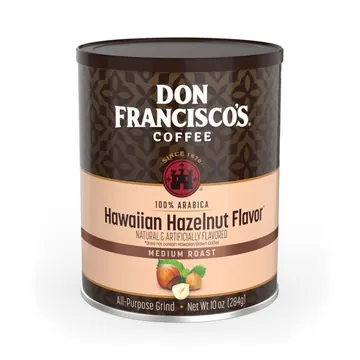 Don Francisco's Hawaiian Hazelnut Ground Flavored Coffee: Rich, Aromatic 100% Arabica Beans - (10 oz Recyclable Can)