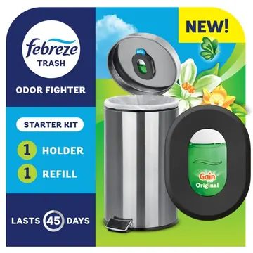 Febreze Trash Can Air Freshener Odor-Fighting, Gain Original, 1 Holder + 1 Refill