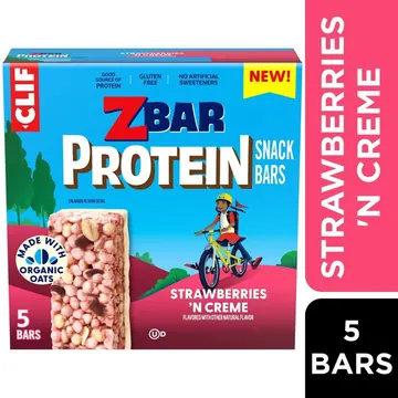 Zbar Protein Strawberries 'N Creme Snack Bars, Gluten Free Protein Bars, Snacks for Kids, 5 count