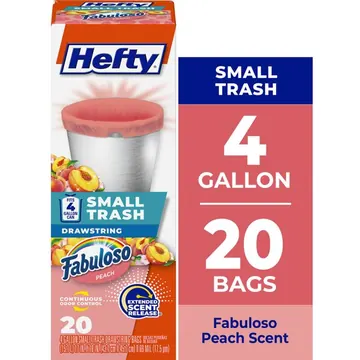Hefty Small Trash Bags, Peach, Fabuloso Peach Scent, 4 Gallon, 20 Count