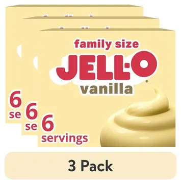 (3 pack) Jell-O Vanilla Artificially Flavored Instant Pudding & Pie Filling Mix, Family Size, 5.1 oz. Box