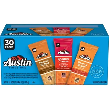 Austin Variety Pack Sandwich Crackers, Single Serve Snack Crackers, 30 Count