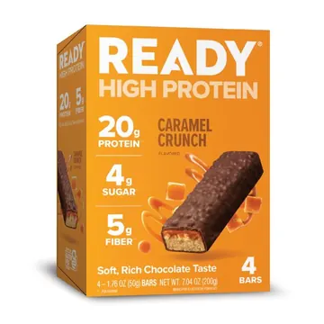 Ready High Protein Bar, 20g Caramel Crunch, 4 Count