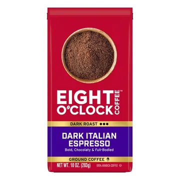 Eight O'Clock Coffee Dark Italian Espresso Ground Medium Roast Arabica Coffee 10 oz