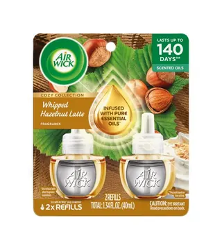Air Wick Plug-In Fall Scented Oil Warmer Air Freshener Refills, Hazelnut Latte, 2 Count