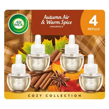 Air Wick Plug-In Fall Scented Oil Warmer Air Freshener Refills, Autumn Air & Warm Spice, 4 Count