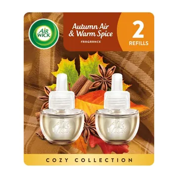 Air Wick Plug-In Fall Scented Oil Warmer Air Freshener Refills, Autumn Air & Warm Spice, 2 Count