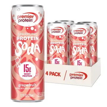 Premier Protein, Sparkling Protein Soda, 15g Protein, Grapefruit, 12 Fl Oz, 4 Ct