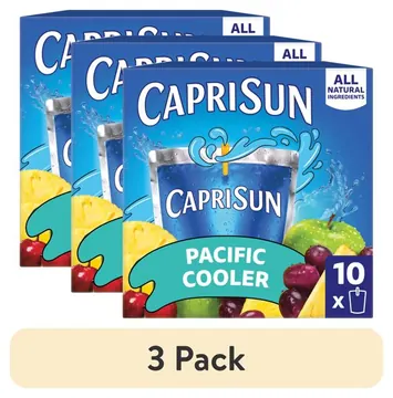 (3 pack) Capri Sun Flavored with Other Natural Flavor Juice Drink Blend, 10 Pouches, for School Lunches and On-the-Go Hydration, Pacific Cooler, All Natural Ingredients, 6 fl oz