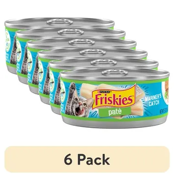 (6 pack) Purina Friskies Mariner's Catch Fish Flavor Pate Wet Cat Food, 5.5 oz Can
