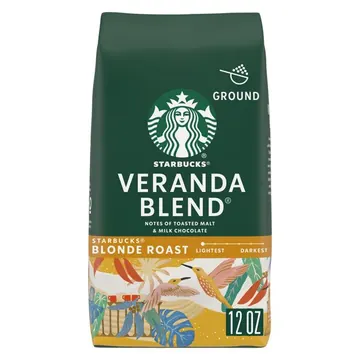 Starbucks Veranda Blend, Ground Coffee, Starbucks Blonde Roast Hot or Iced Coffee, 12 oz