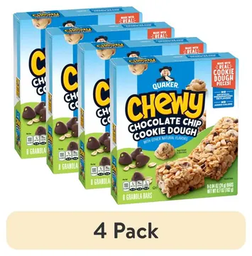 (4 pack) Quaker Chewy Granola Bars, Chocolate Chip Cookie Dough, 0.84 oz Bars, 8 Pack